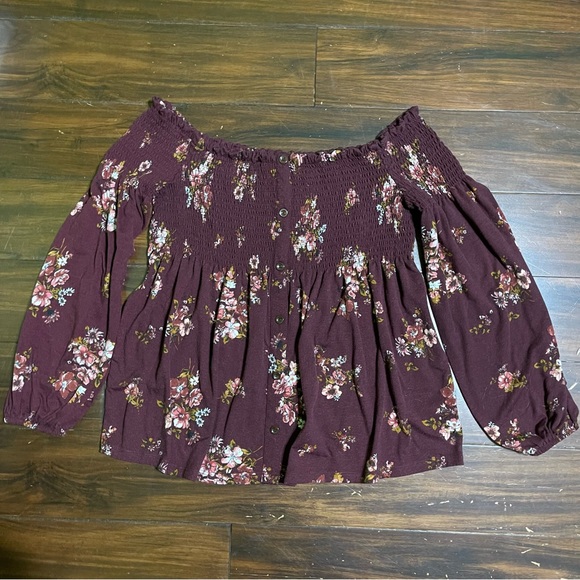 Maroon Off the Shoulder Blouse - Picture 1 of 6
